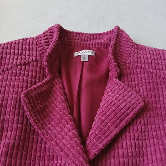Ingenuity Pink Padded Shoulder Textured Button Down Blazer Jacket Women's Size 8 - Picture 6 of 12